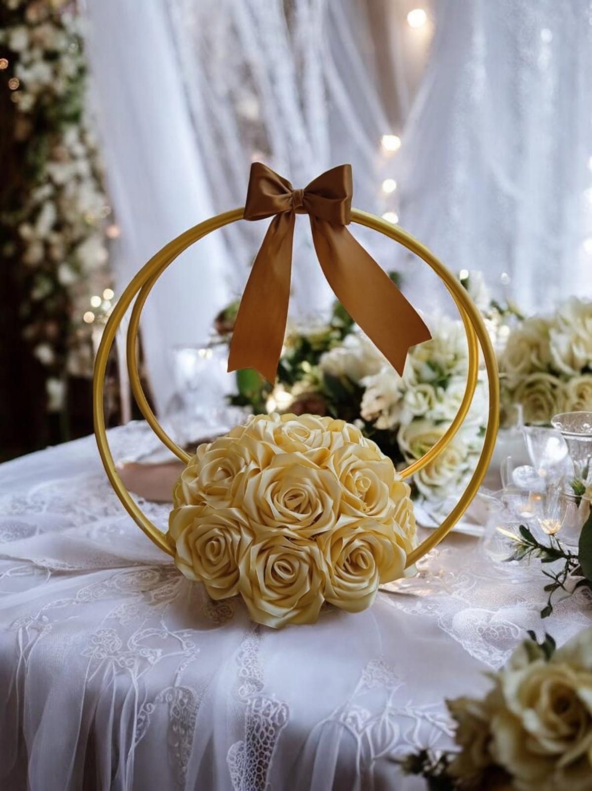 Golden Ring Roses - Luxe Satin Edition Wedding Decor