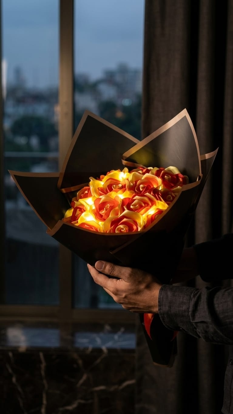 LED Light-Up Bouquet - Battery powered ribbon bouquet Colombo